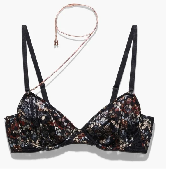 Savage X Fenty Cold Hearted Snake Lace Bra With Gold Chain NWT 38DD - Picture 3 of 7